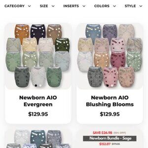 16 all in one infant cloth diapers from Nora’s Nursery